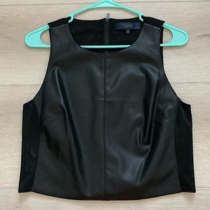 Rachel Roy Faux Leather, Zipper Mesh back Top NWT